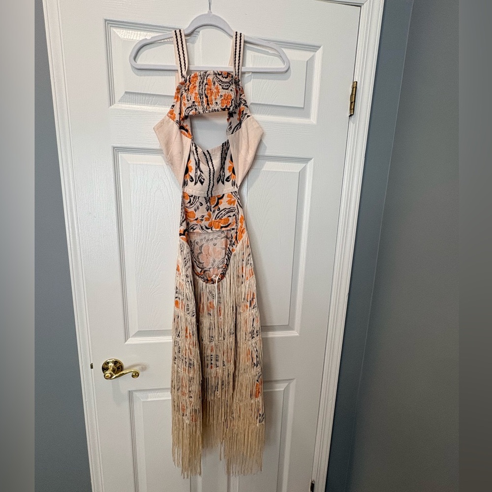 Anthropologie Linen Fringe Column Midi Dress
 – Never Worn No Tags - Picture 4 of 5